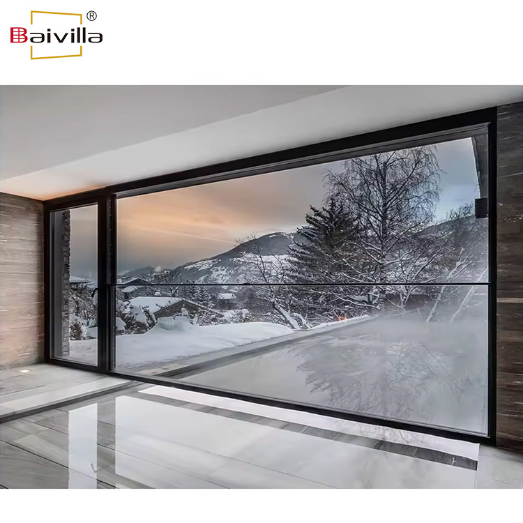 Smart Motorized Vertical up and Down Sliding Windows Aluminum Heat Insulation Glass Balcony Panoramic Lifting Window