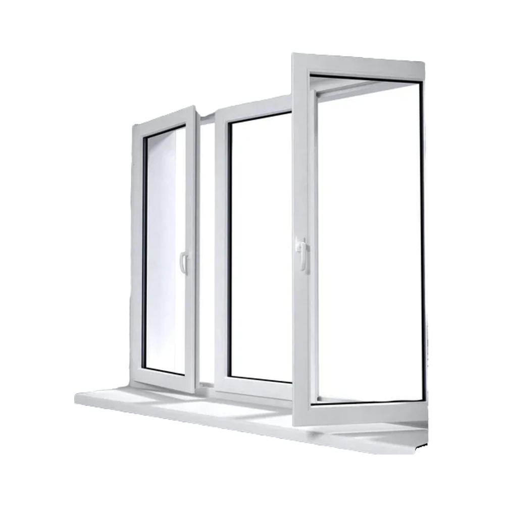 High Quality PVC UPVC Casement Double Swing Windows with Magnetic Screen for Bathroom Application