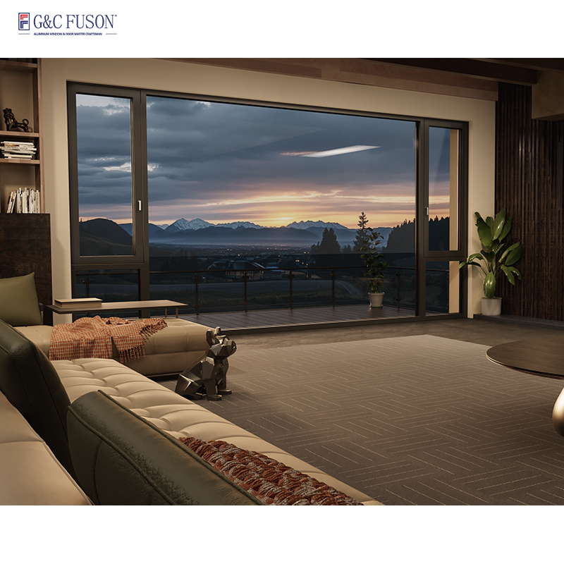 Fuson Safety Window American Style Thermal Break Swing Aluminium Bulletproof Tempered Glass Isolation Window