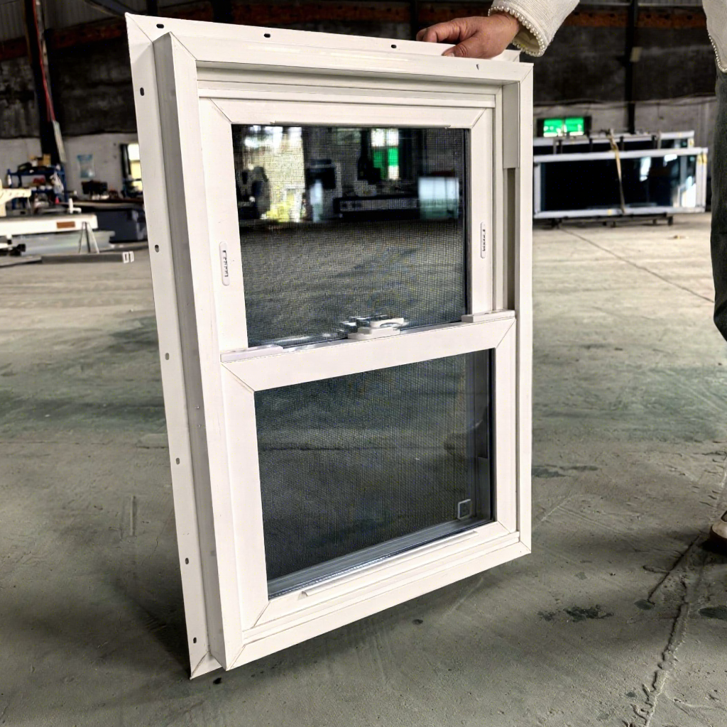 American Modern Style White Vinyl Windows Low E Glazed Double Hung Sash Sliding Open PVC Frame Vertical UPVC Double Hung Window