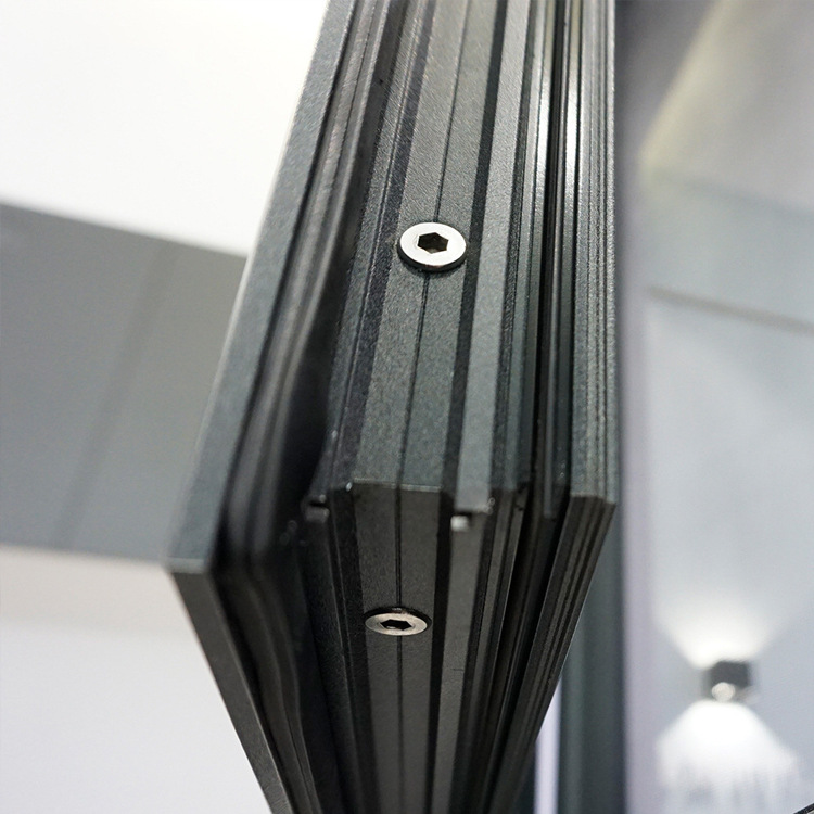Black Aluminum Alloy Swing Casement Window Double-glazed Tempered Glass Stainless Steel Frame for Residential