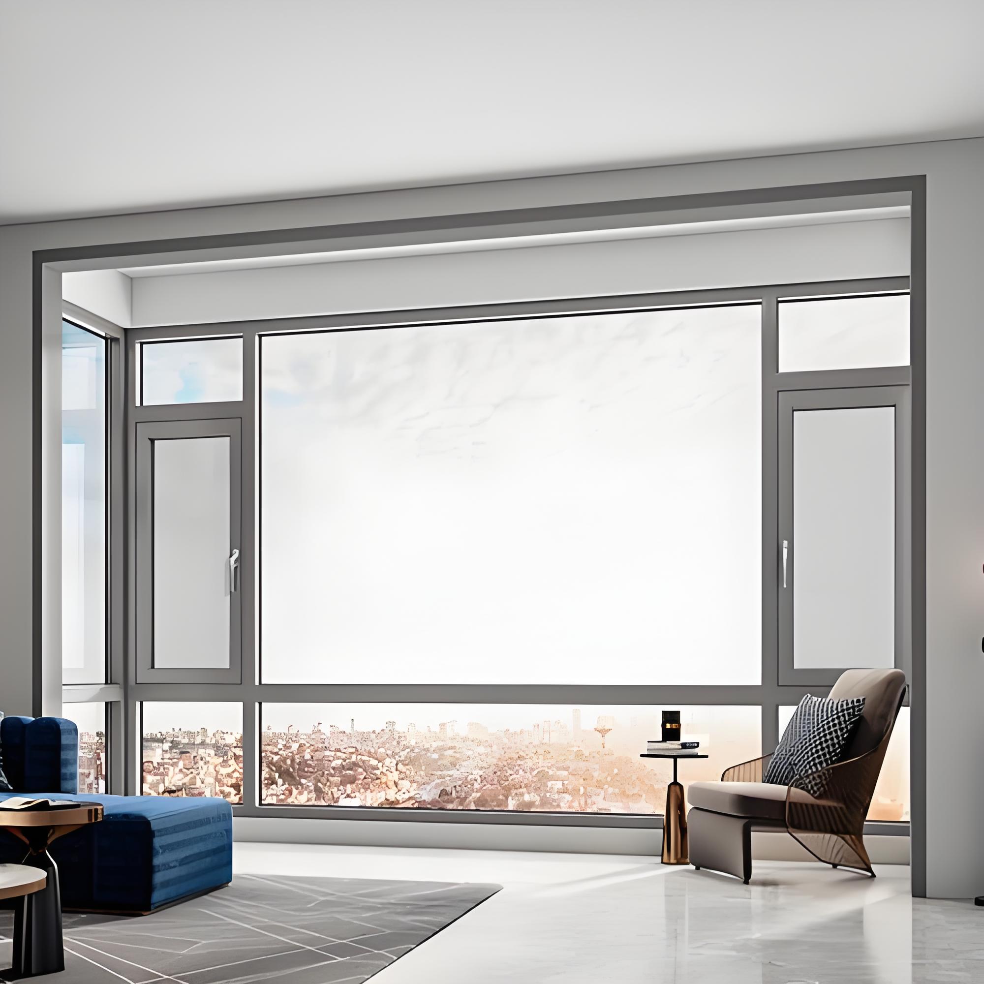 Double Pane Large Toughened Glass Fixed Picture House Windows Modern Panoramic Large Picture Casement Window