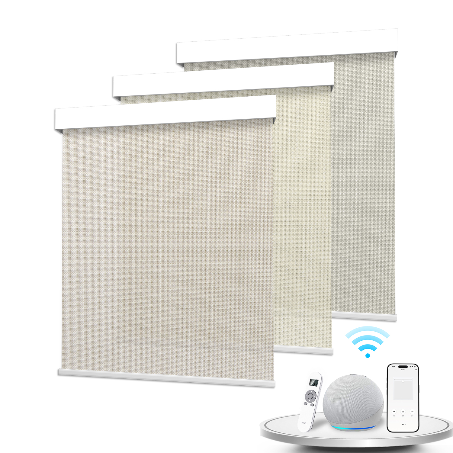 Motorized Built-In Plain Design Vertical Blinds With Smart Control For Window Light Filtering Blackout Shades Stylish Home Decor