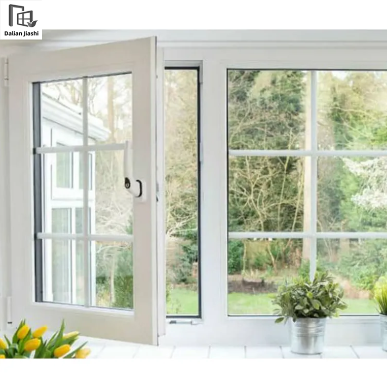 Hurricane-impact Optional Wood Grain UPVC Doors and Windows, Vinyl Double-glazed White PVC Casement Windows