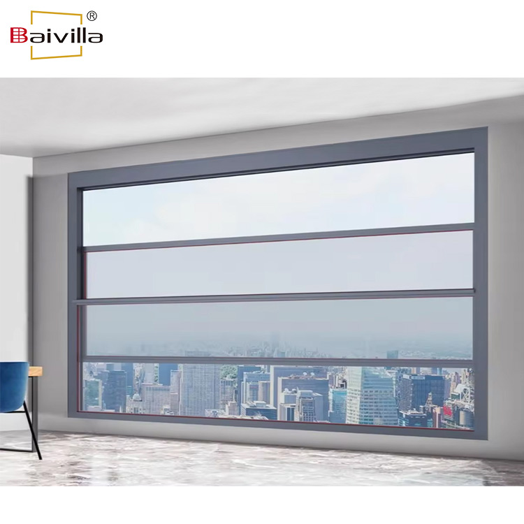 Smart Motorized Vertical up and Down Sliding Windows Aluminum Heat Insulation Glass Balcony Panoramic Lifting Window