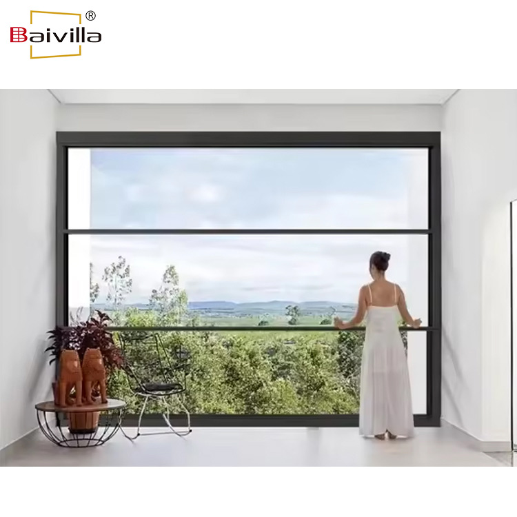 Smart Motorized Vertical up and Down Sliding Windows Aluminum Heat Insulation Glass Balcony Panoramic Lifting Window