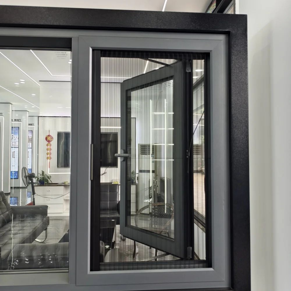New Modern Design Low-E Coated UV Protected Solar Reflective Triple Insulated Soundproof Aluminum Alloy Windows Swing Open for