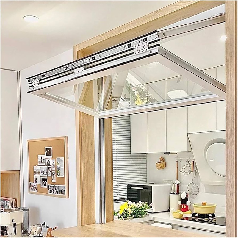 AS2047 White Color Folding Aluminum Alloy Horizontal Opening Soundproof Window for Villa Hotel Kitchen-Modern Design