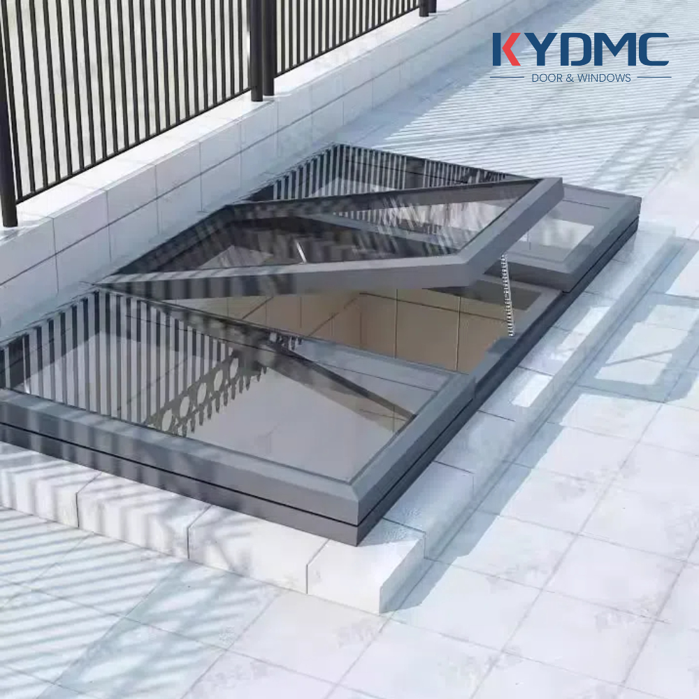 Custom Made Motorized Retractable Sliding Double Glass Roof Window Cellar Basement Skylight for House Villa Residential