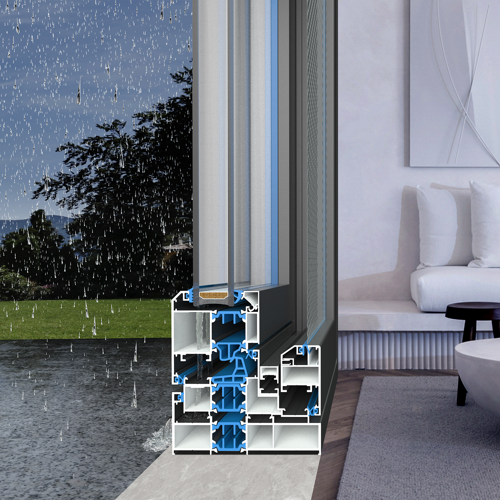 KOMPSTAR Aluminum Casement Window High Soundproof Heat Insulation Energy Star Qualified for Bathroom Residential/Commercial Use
