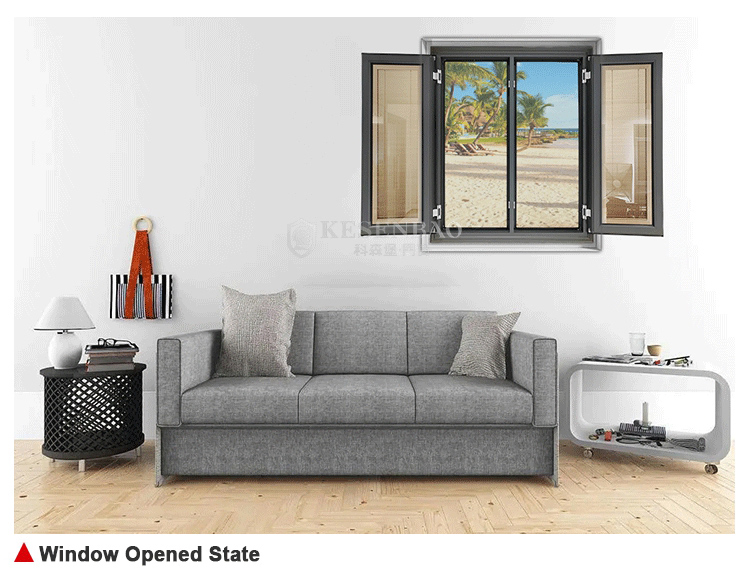 Guangdong Foshan Aluminium Sliding Tempered Glass Sound Proof Open out Casement Windows and Door