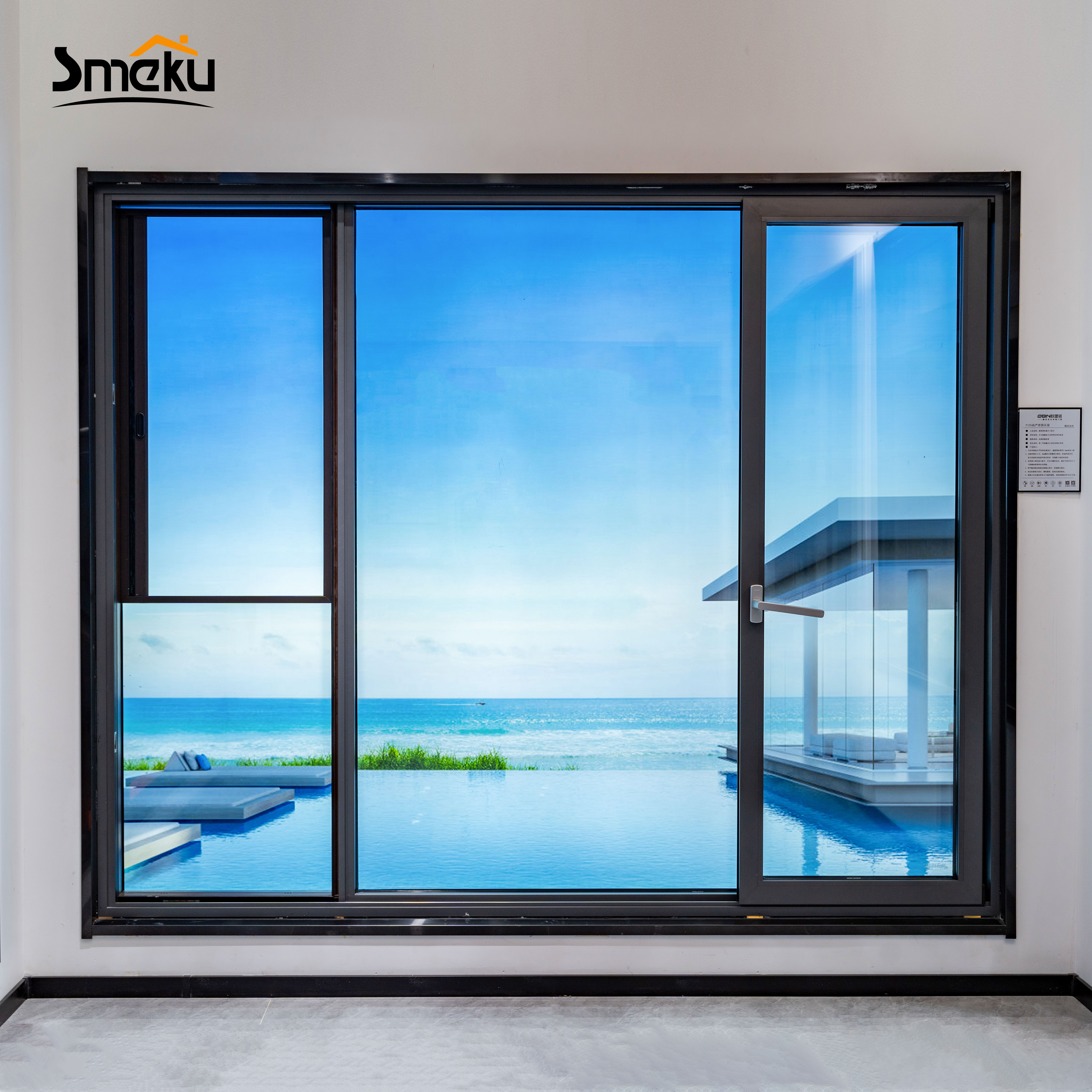 Custom Size Large View Modern Aluminum Swing Casement Window System Energy Saving Thermal Break with Invisible Fly Screen