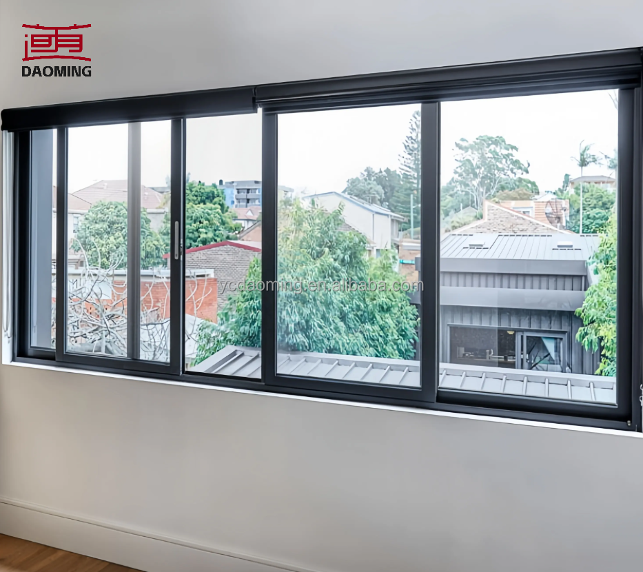 Chinese Manufacturer Customized Sliding Windows Door Double Glass 4 Track Aluminium Sliding Window