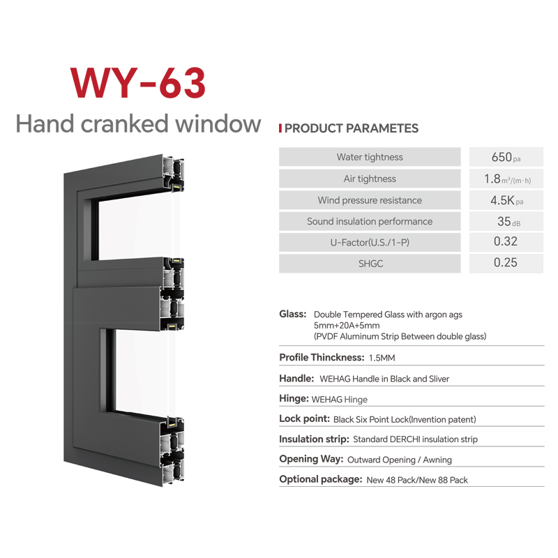 DERCHI Heavy Duty Aluminum Casement Window Customized Size Aluminum Window for Commercial and Residential Project