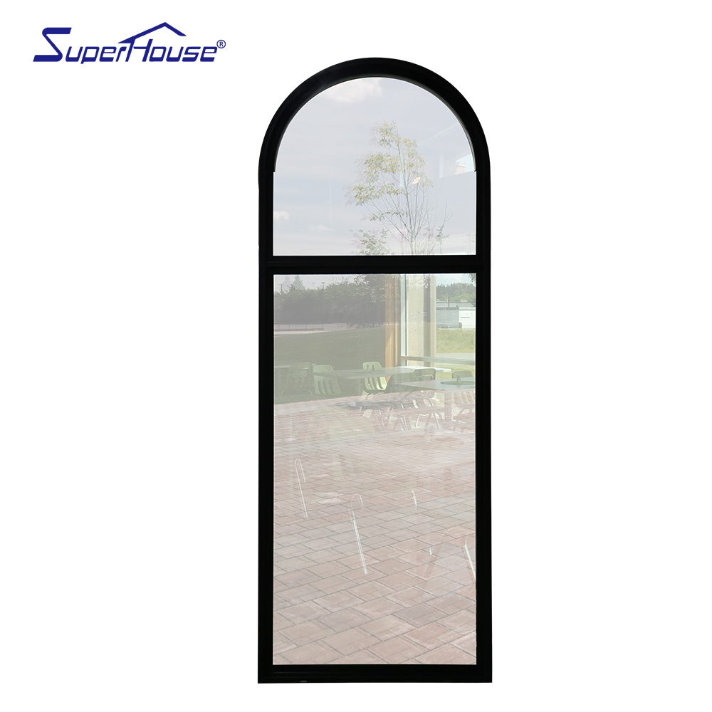 10 Years Warranty NFRC NOA FPA AS2047 Vinyl Double Glass Custom Arched Aluminum Fixed Window Meet Florida Standard