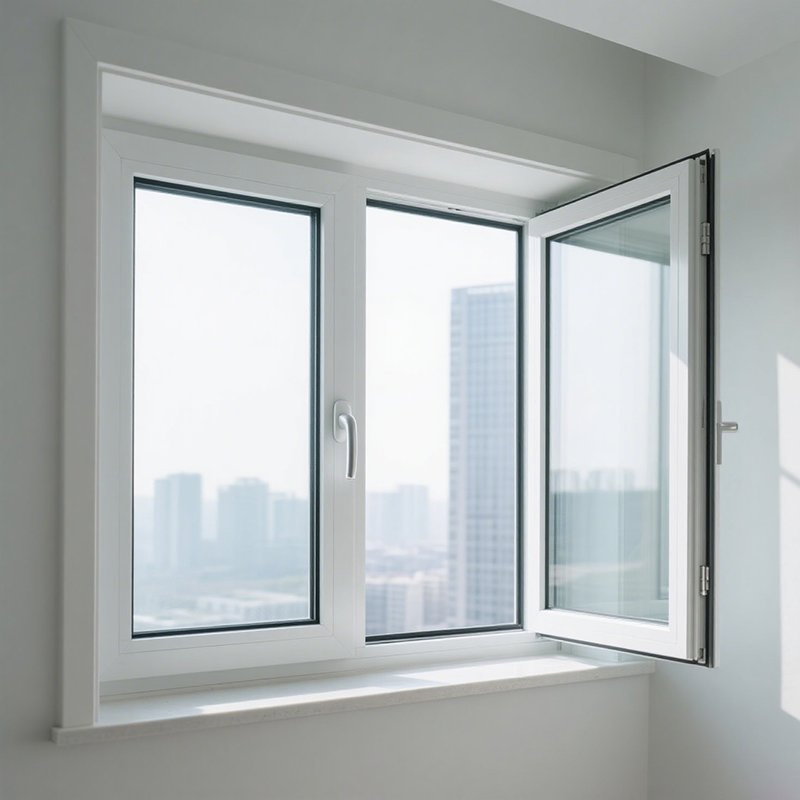 White Double Glass UPVC Vinyl Casment Window for House Villa Hospital School