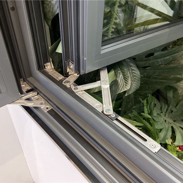 Custom Aluminum Window Hurricane Impact Proof Double Glazed French Bay Window Smart Aluminum Casement Windows