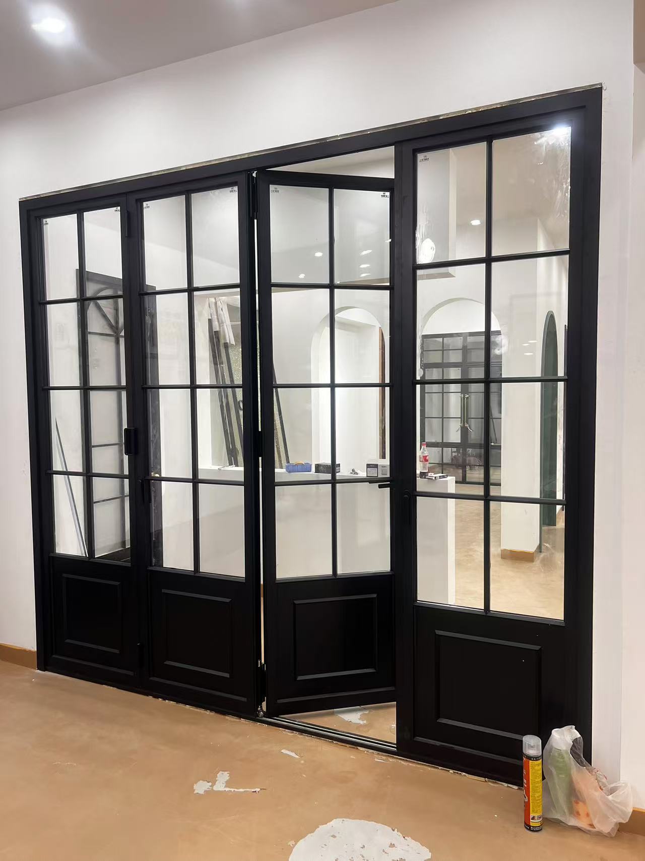 Exterior Or Interior Doors And Windows Hinged Entry Bi-folding Accordion Sliding Folding Aluminum Glass Door