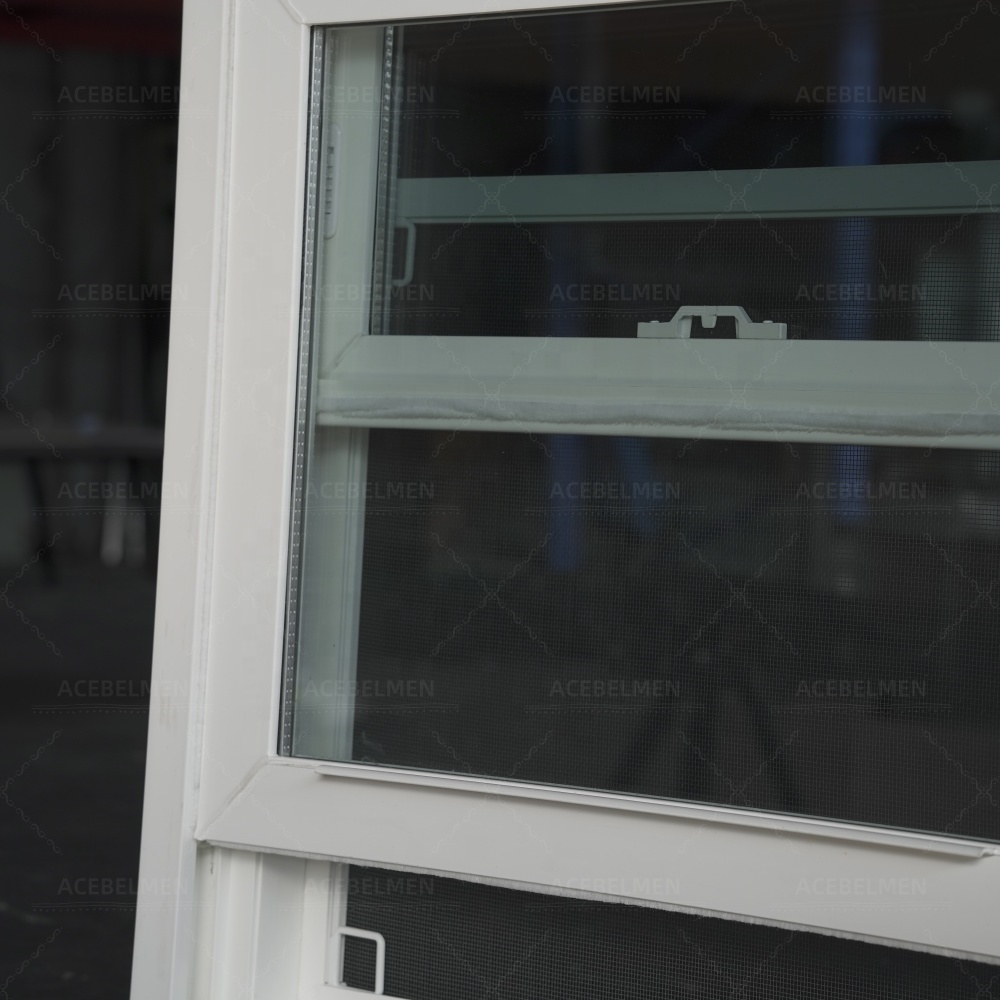 American Modern Style White Vinyl Windows Low E Glazed Double Hung Sash Sliding Open PVC Frame Vertical UPVC Double Hung Window