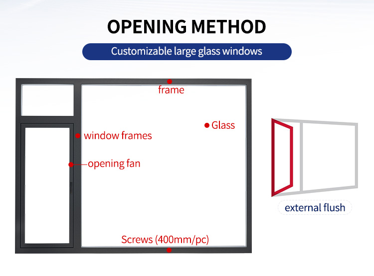 Customized Thermal Break Aluminum Double Glazed Windows Tilt and Turn Inward Opening Window for House Villa