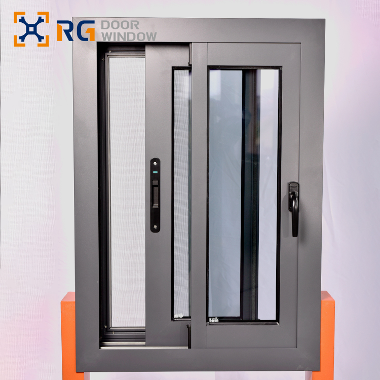 Modern Design Soundproof Broken Bridge Tempered Glass Sliding Aluminum Alloy Horizontal Window for Commercial Building