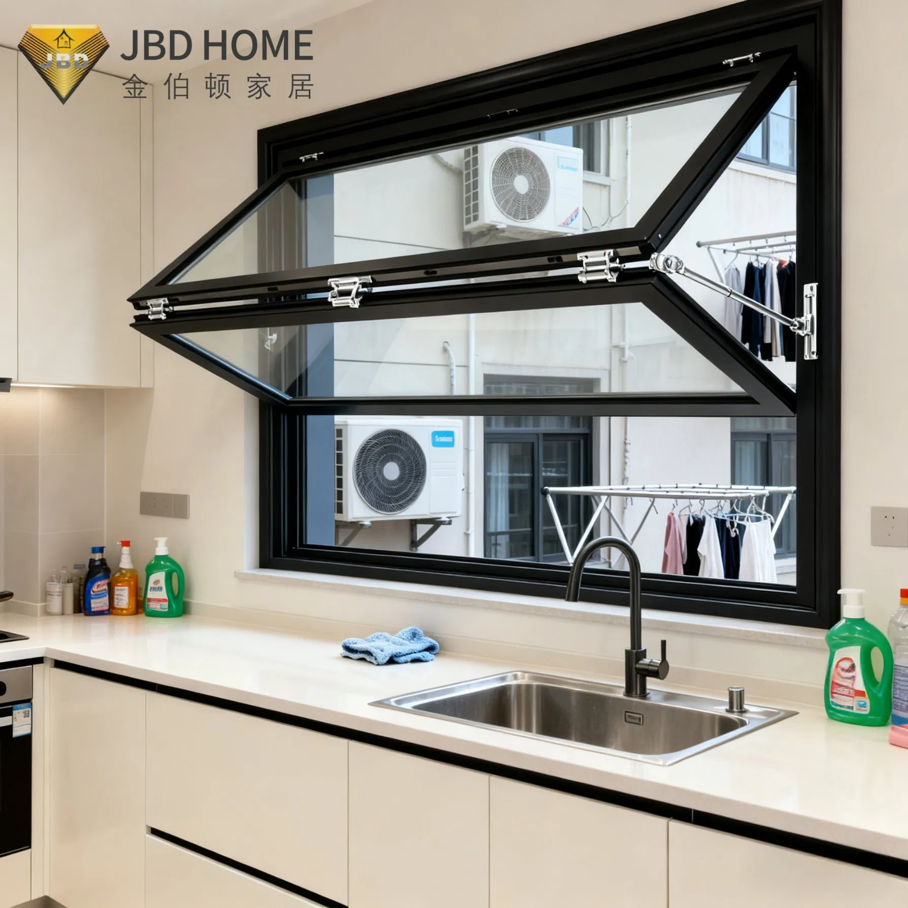 Modern Top-Hung Window for Kitchen with CE Certification (Double Glazing, Weatherproof Design, Folding Window)