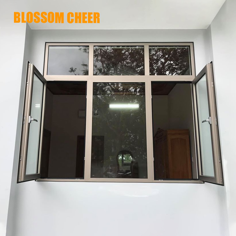 Flange Aluminum External Casement Window Security Screen Double Insulating Glass