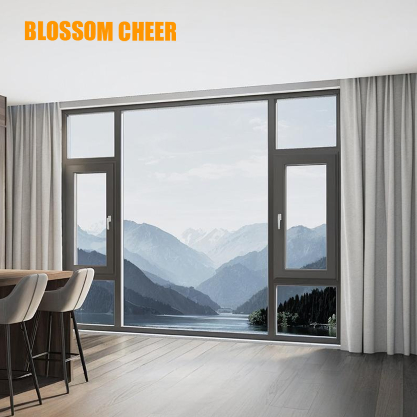 Flange Aluminum External Casement Window Security Screen Double Insulating Glass
