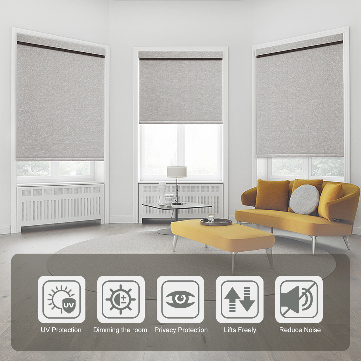 Customized Size Shades Manufacture Manual Spring Lifting System Motorized Blackout Roller Blinds Window Shade Cordless Spring