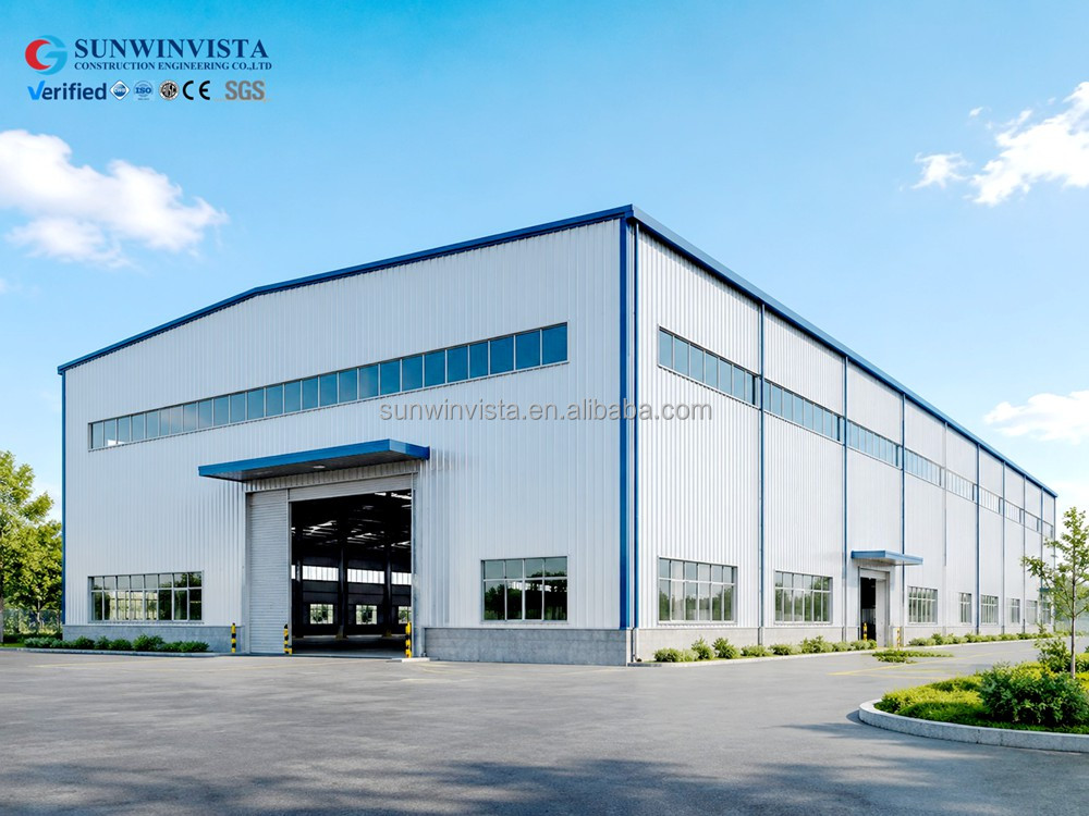 Low Cost Modern Industrial Prefabricated Light Steel Frame Warehouse High Wind Resistance Sliding Door Aluminum Alloy Windows