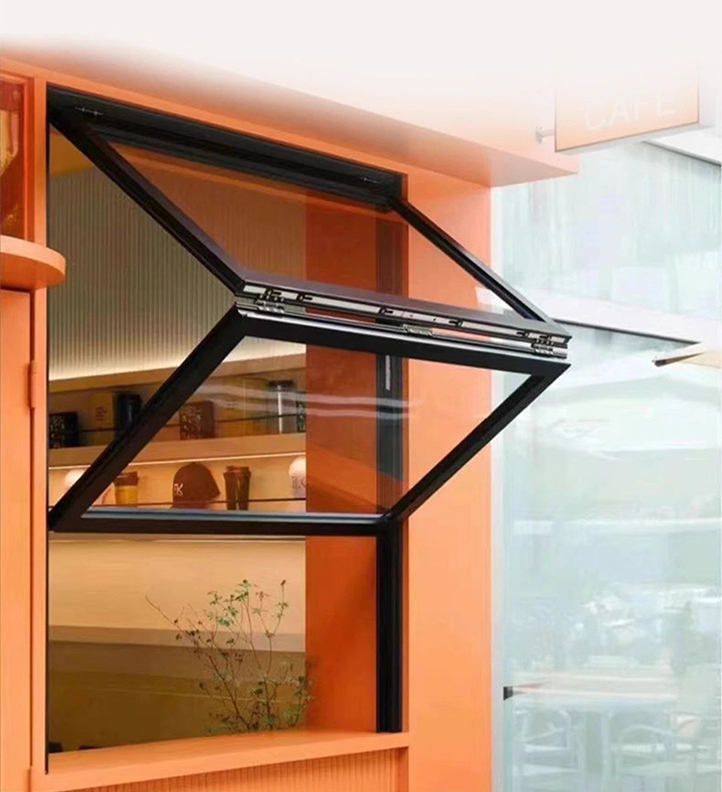 Modern Commercial Double-layer Glass Multi-stop Design Arbitrary Hovering and Vertical Aluminum Alloy Folding windows for Shops