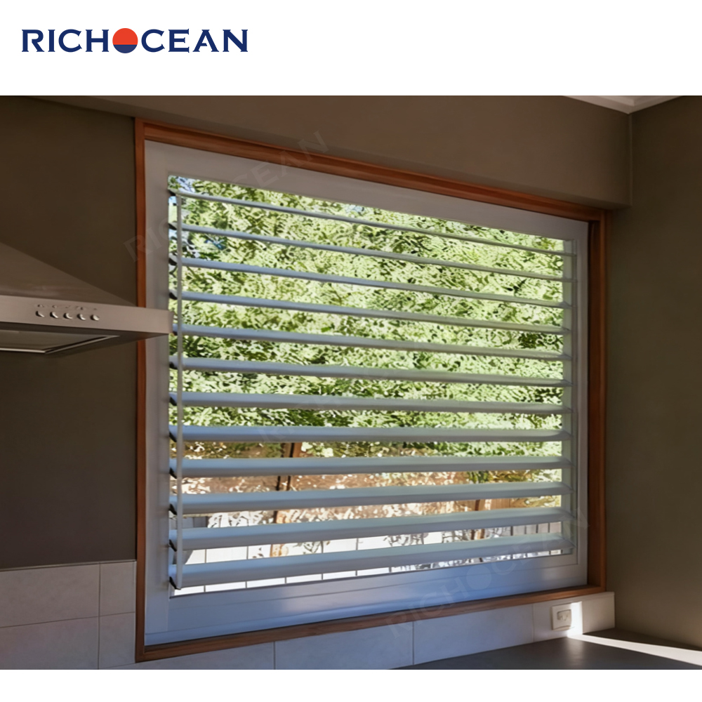 RICHOCEAN High Quality Residential Aluminum Alloy Fixed Shutters Windows Adjustable Security Louver Window