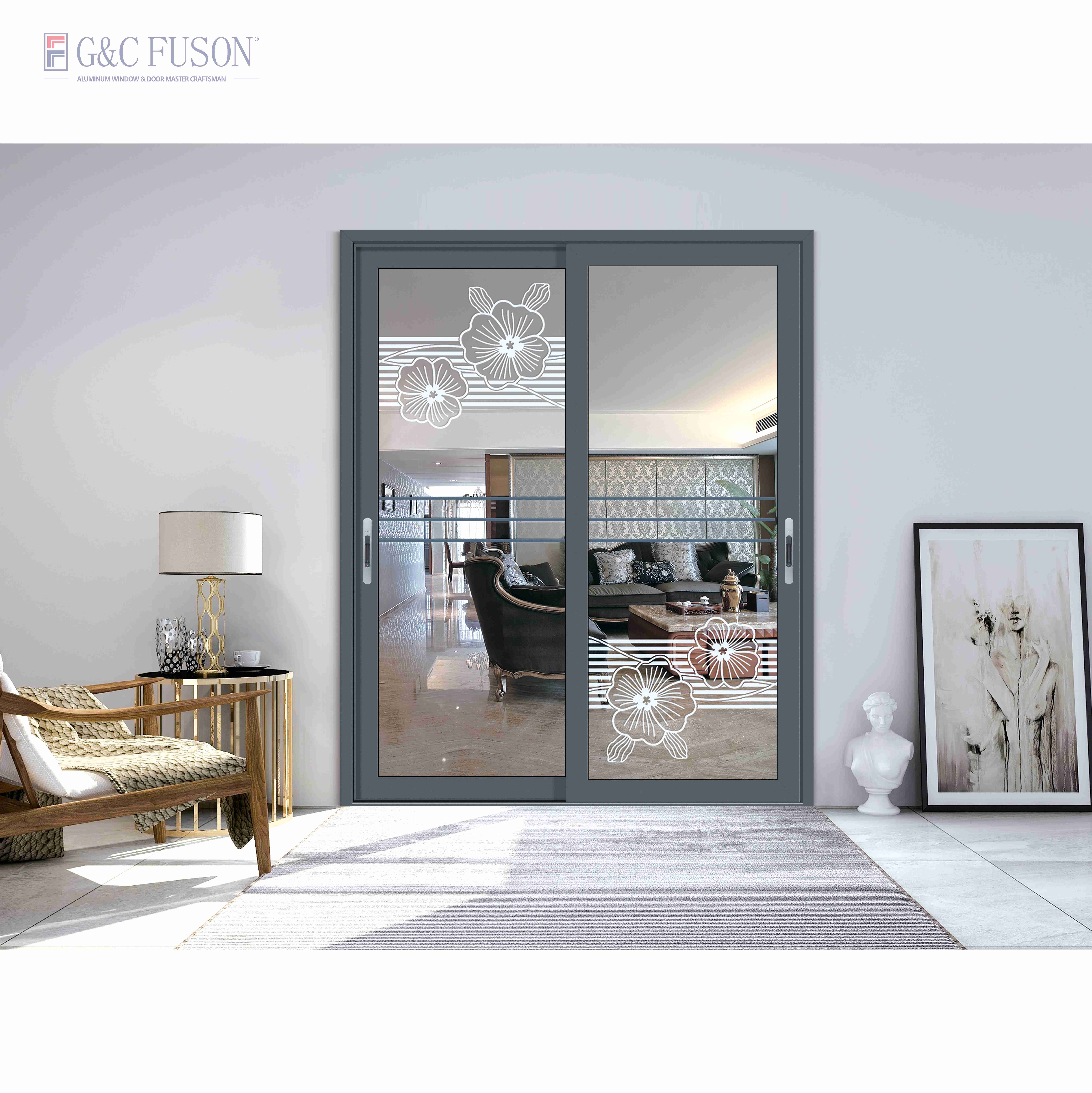 Aluminum Sliding Glass Patio Doors Hurricane Resistant Sliding Glass Doors Patio Windproof Waterproof Sliding Doors