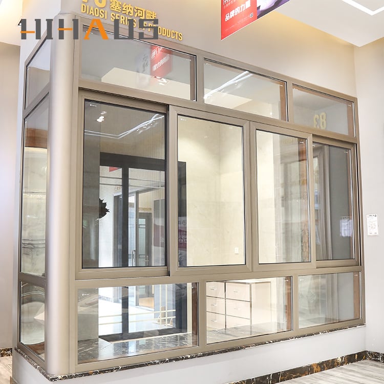 Hihaus New Aluminium Thermal Break System 4 Track Sliding Window for Balcony