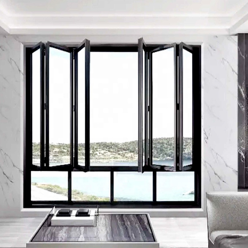 AS2047 White Color Folding Aluminum Alloy Horizontal Opening Soundproof Window for Villa Hotel Kitchen-Modern Design