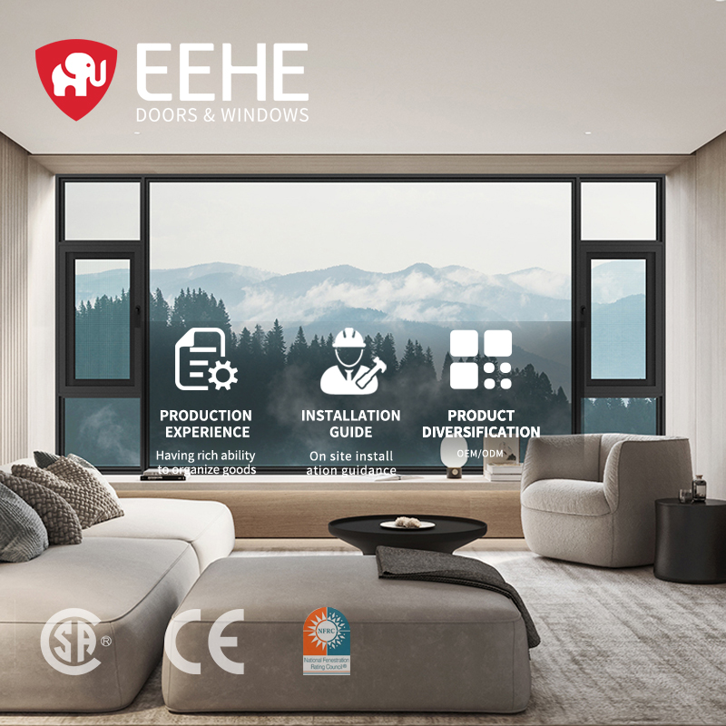 EEHE Aluminum Fixed Window CE Certified Thermal Break Anti-Fall Windproof Aluminum Frame Casement Window