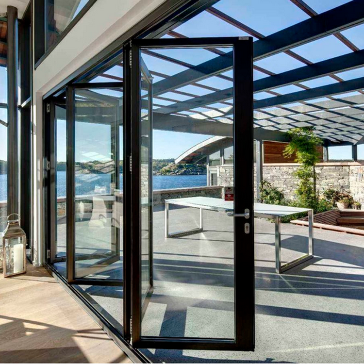 Bulk Modern Foldable Aluminum Bifold Glass Doors With Thermal Insulation For Outdoor Entry