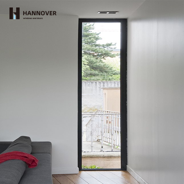 Black Fixed Aluminum Alloy Window Double Glazed Heat Insulation Soundproof Impact Resistant Hurricane Window for Modern Villa