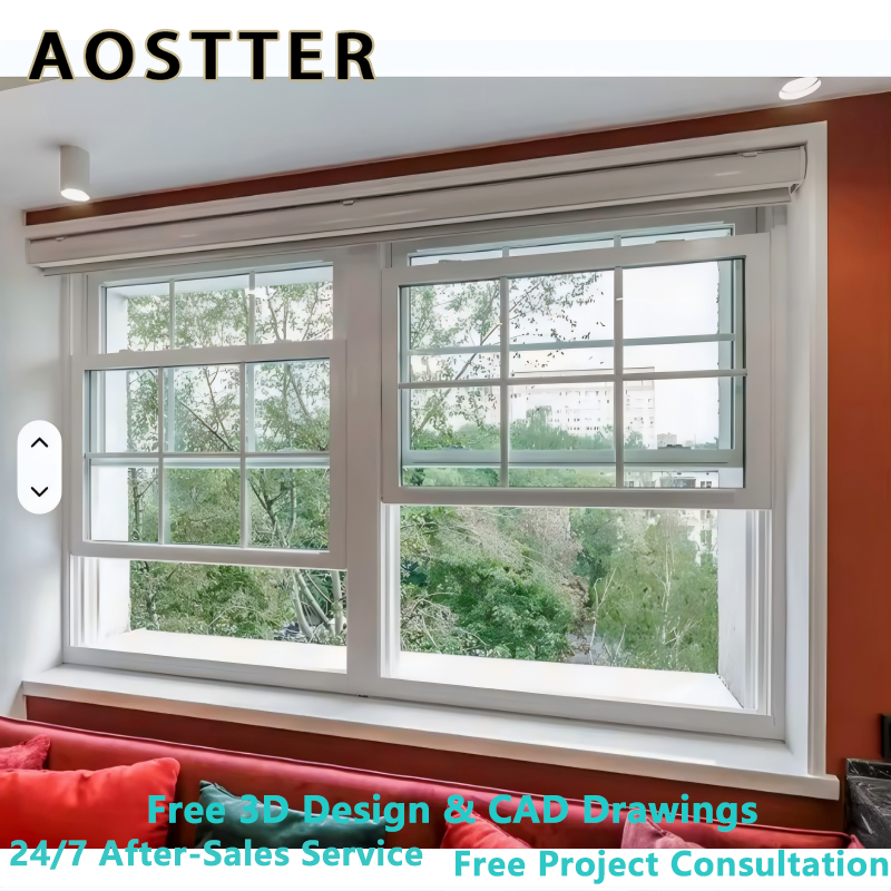 AOSTTER PVC Sash Window Double Hung Window UPVC Window Vinyl Window Single Hung Vertical Sliding for Dormer