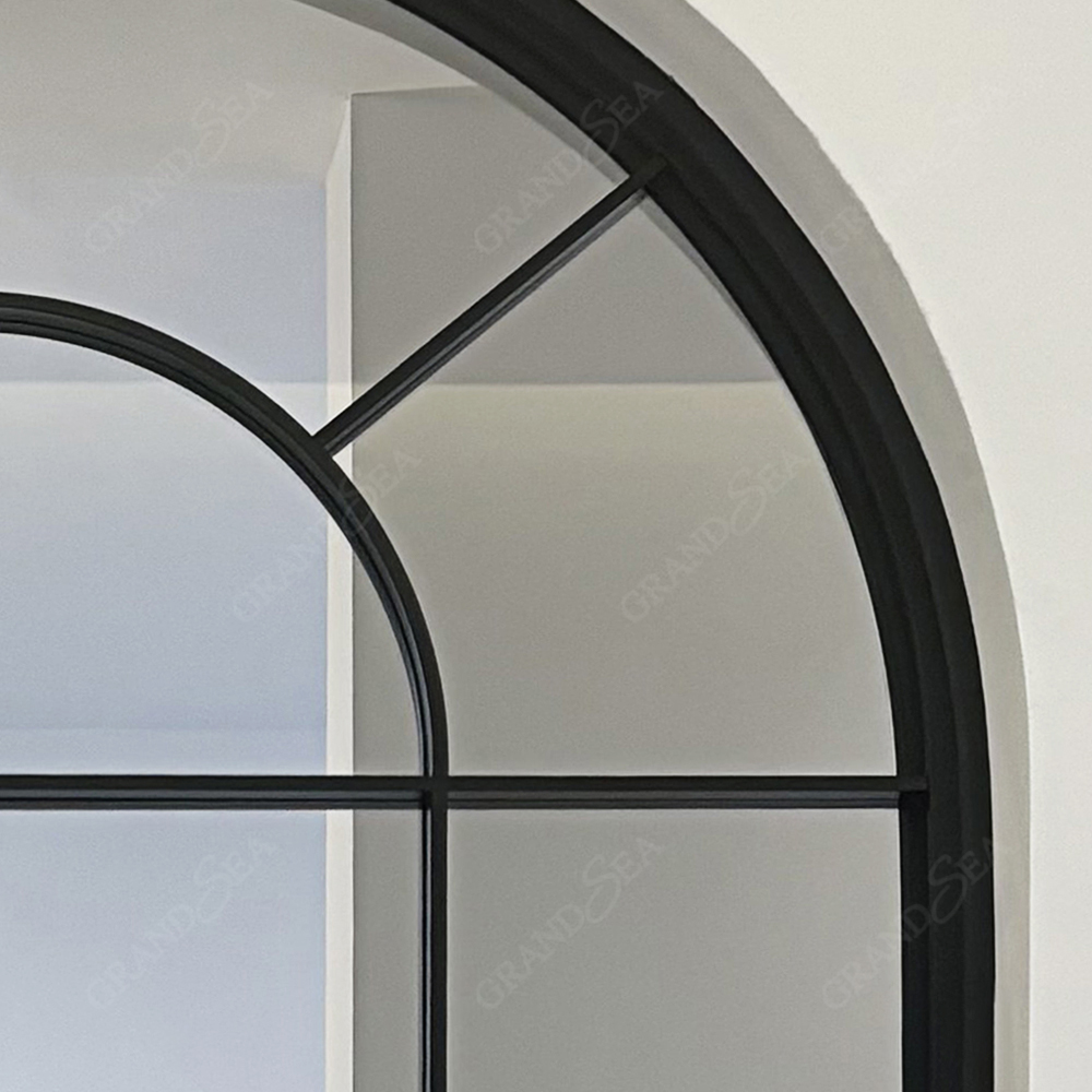 Modern European Style French Large Arch windows Aluminum Alloy Fixed Window for Church with Turn Glass Single Window Design