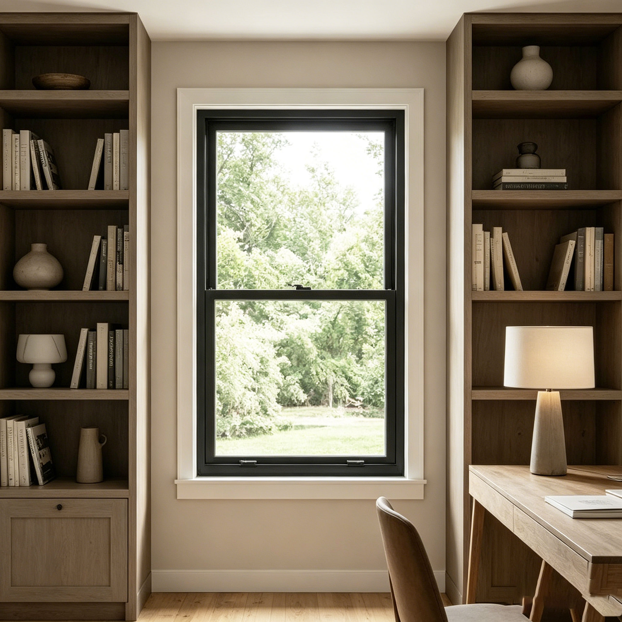 Modern Single Hung PVC Windows Weather Resistant Construction Heat Insulation Energy Saving for Exterior Use Residential