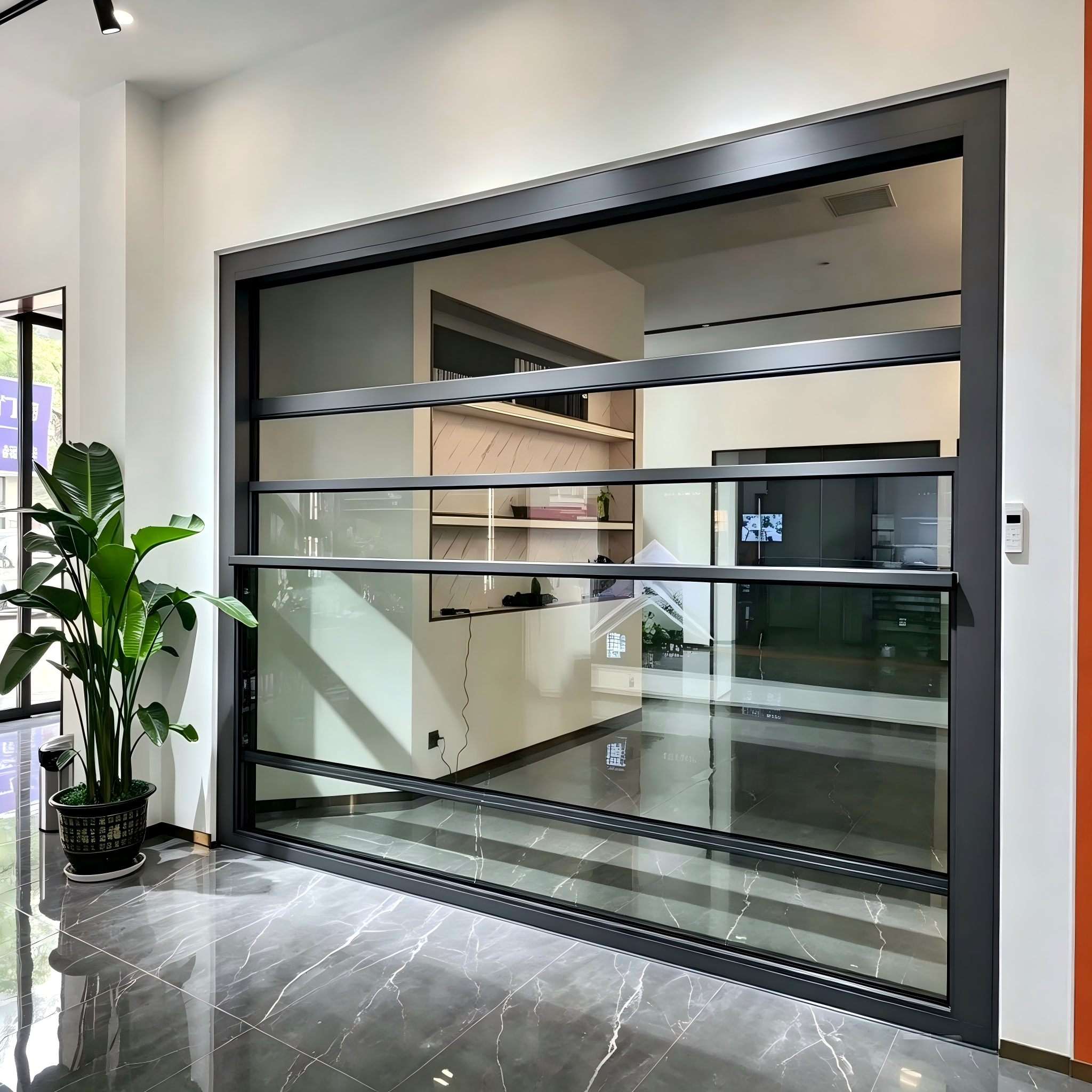 Heavy Duty Weatherproof Motorized Vertical Sliding Window Automatic Lifting Window System for Seaside Resort Panoramic View