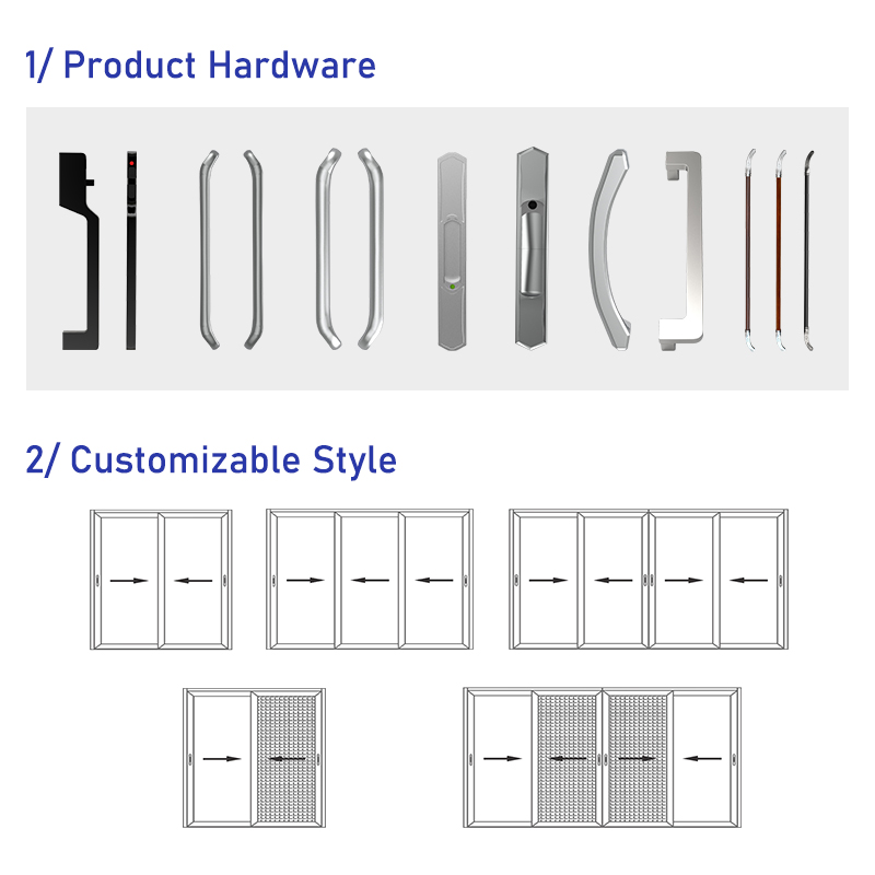Eehe Modern Aluminum Double Glazed Black Frame Sliding Door For Villas Houses Outdoor &amp; Hotel Use