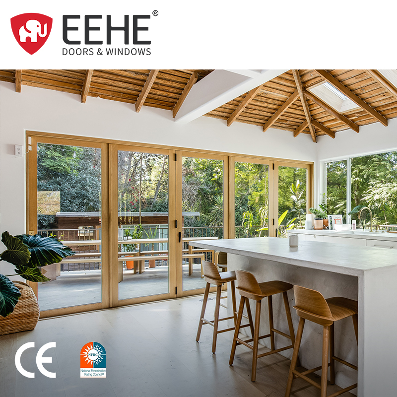 EEHE Exterior Hurricane Resistant Organ Sliding Doors Aluminum Double Glazed Bi-Folding Patio Doors