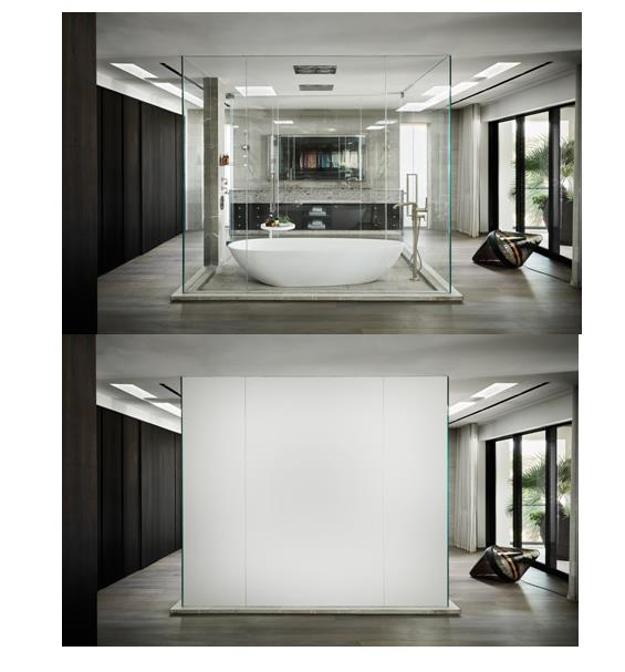 Modern PDLC Smart Windows Glass LCD Switchable Privacy Glass PET Material Frosted Surface for Apartment Living Room Bathroom