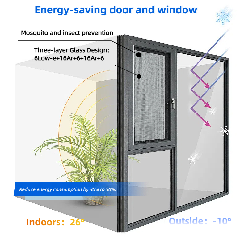 DRATU Outward Casement Window in 6060-T66 Aluminum Frame with GFRP Profile Applied for Thermal Broken Aluminum System