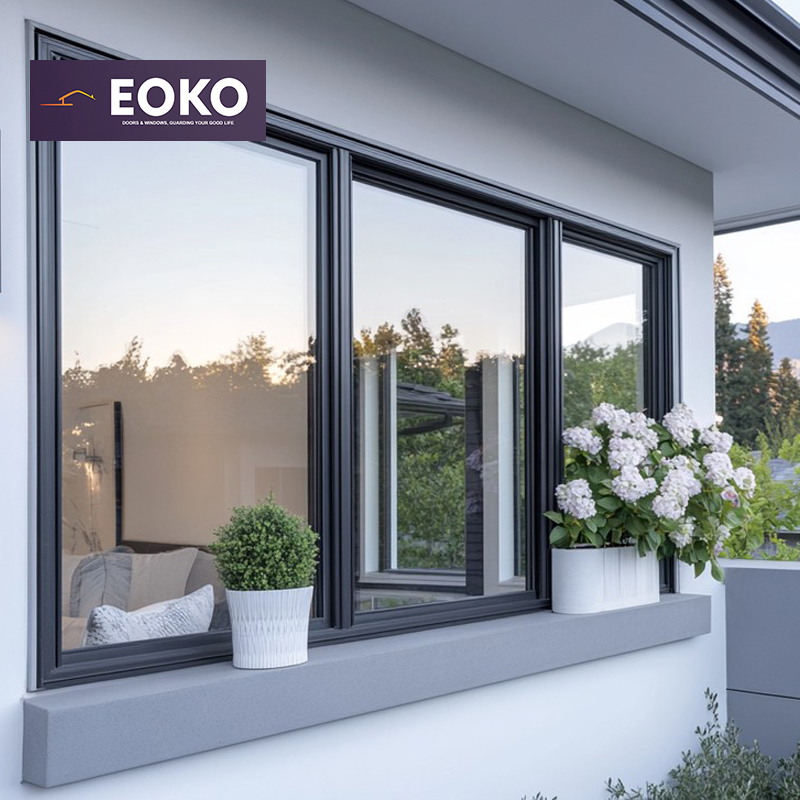 EOKO Hurricane Impact Windows Aluminium Thermal Break Customized Horizontal Aluminum Sliding Windows with Screen Waterproof