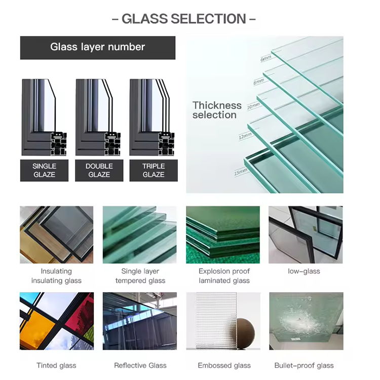 RG65 Customized Double Glazed Thermal Insulated Aluminium Glass Window Storm Impact Energy Efficiency Aluminum Casement windows