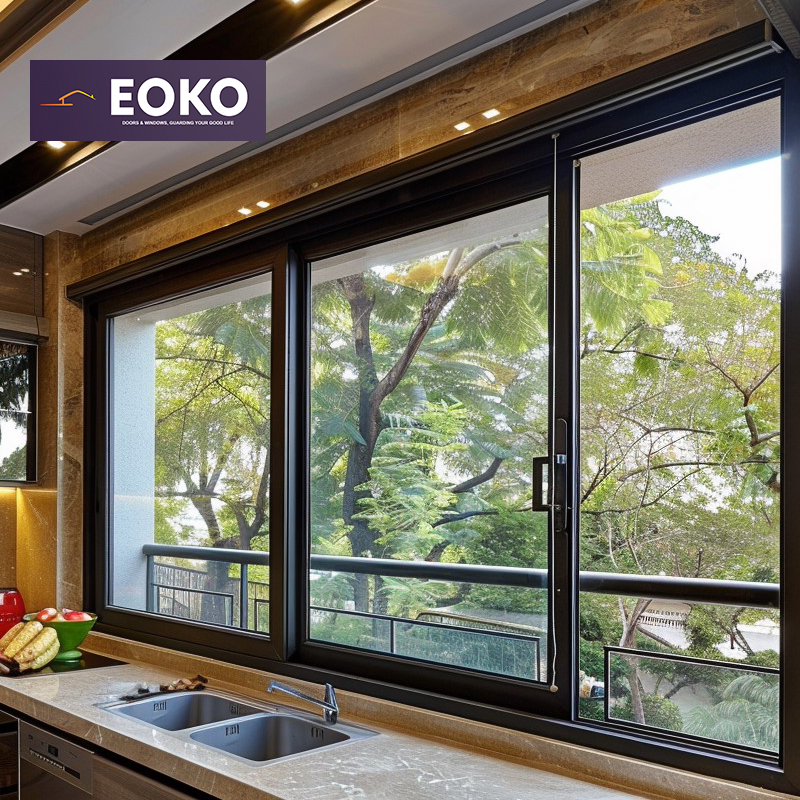 EOKO House Kitchen Window Design Impact Resistant Big Glass And Aluminum Windows Double Glazing Sliding Windows