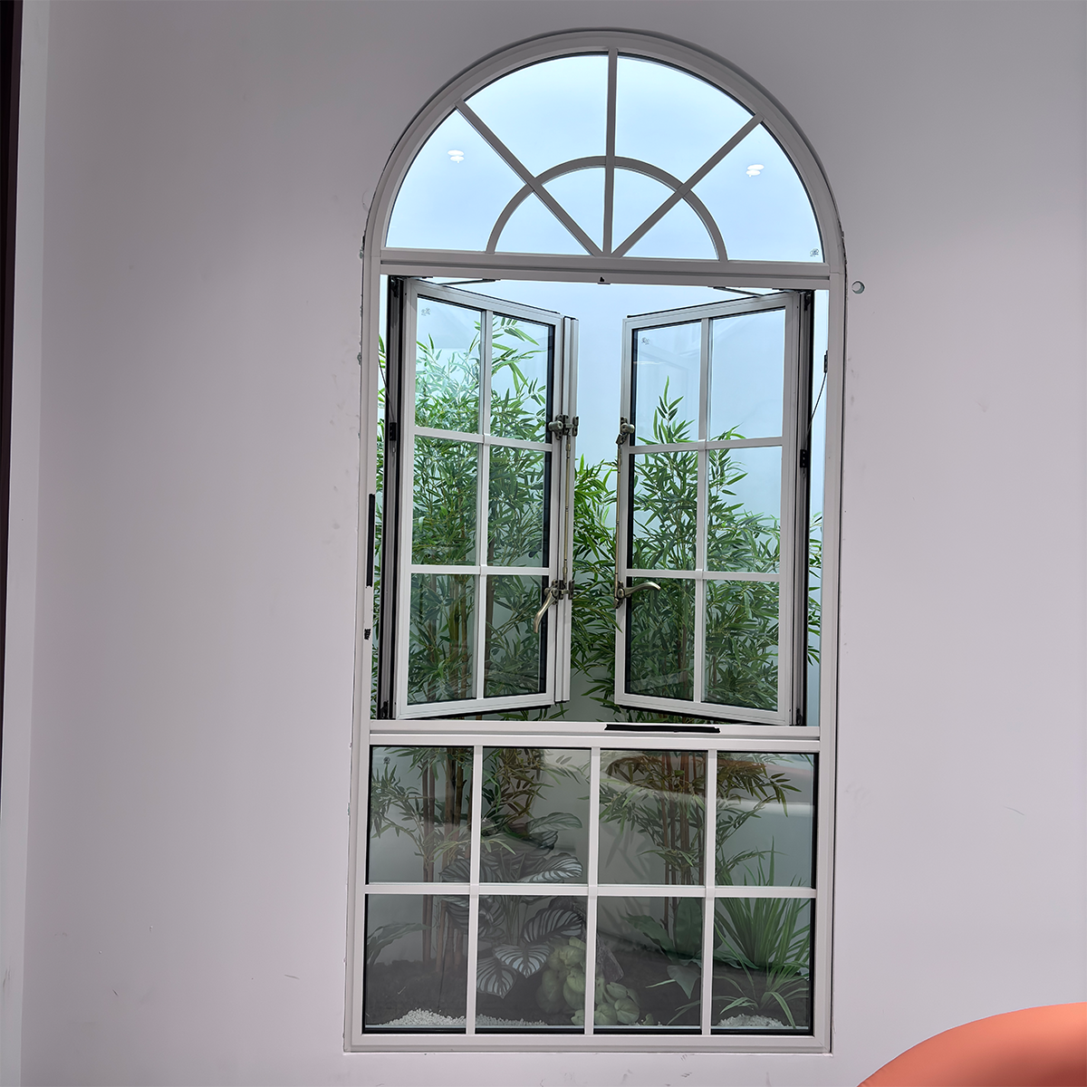 Custom Aluminum Alloy Arched Fixed French Casement Windows with Triple Insulated Glass Windproof for Residential Use